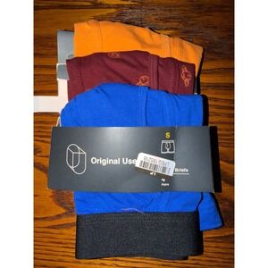 Original Use Mens Briefs 3 Pack Cotton Spandex Orange Blue Burgundy Size S Small